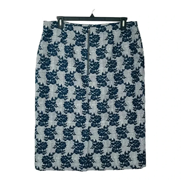 Halogen Floral Jacquard Tweed Pencil Skirt Navy & Gray Women Plus Size 18 - Picture 3 of 6